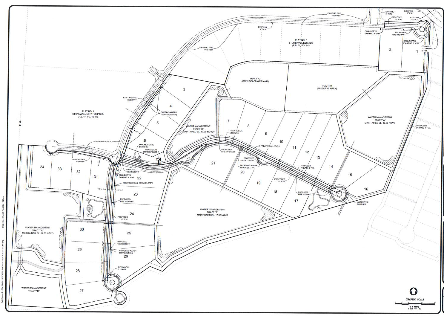 Phase 3 development plat — 34 new 1-acre lots on the south side of Bay Hill Estates